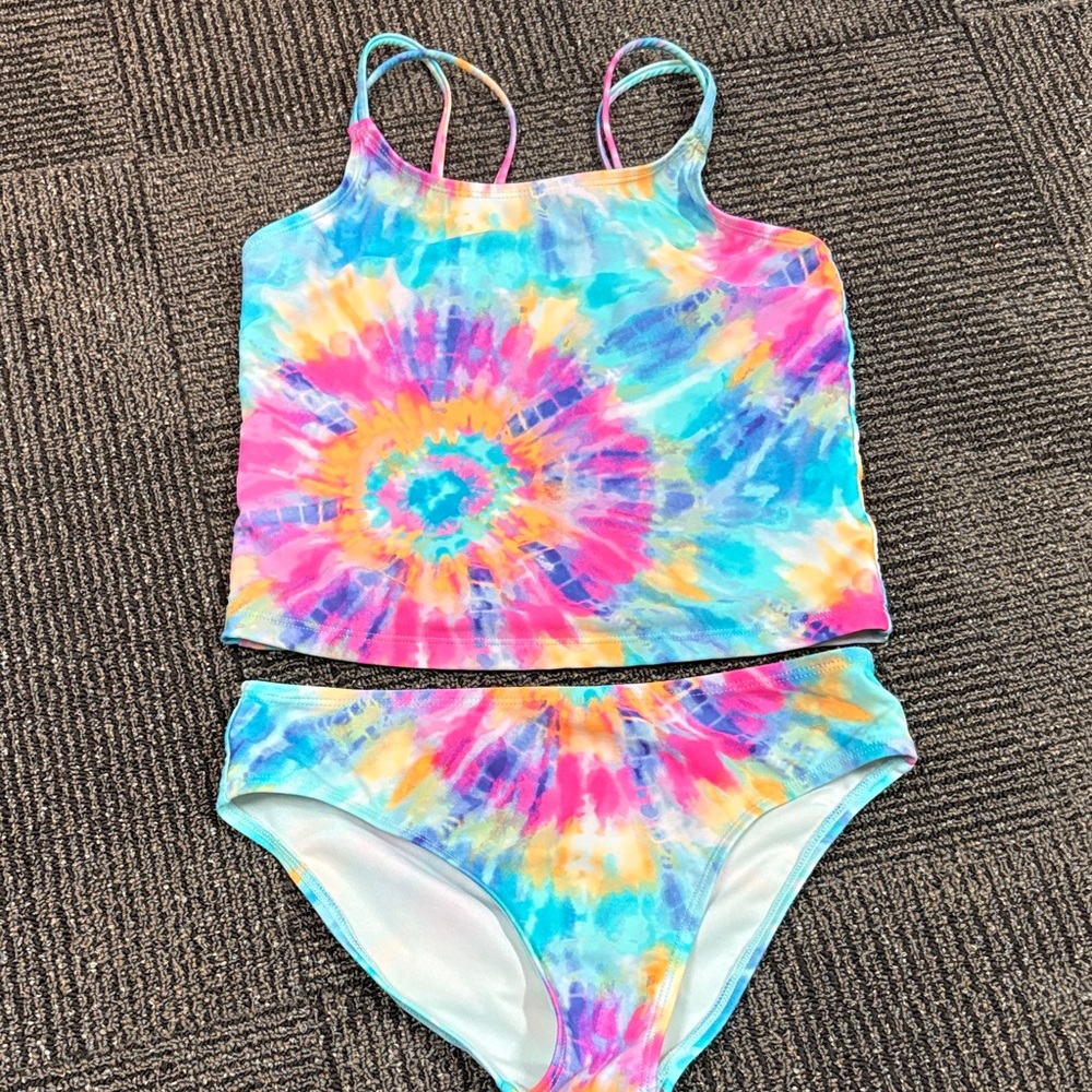 The Children's Place Girls Tie-Dye Tankini Bikini Set - Pink, Blue, Yellow